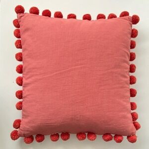 Pink Pom Pom Funky Boho Toss‎ Pillow Couch Cushion Decorative Square Throw Case